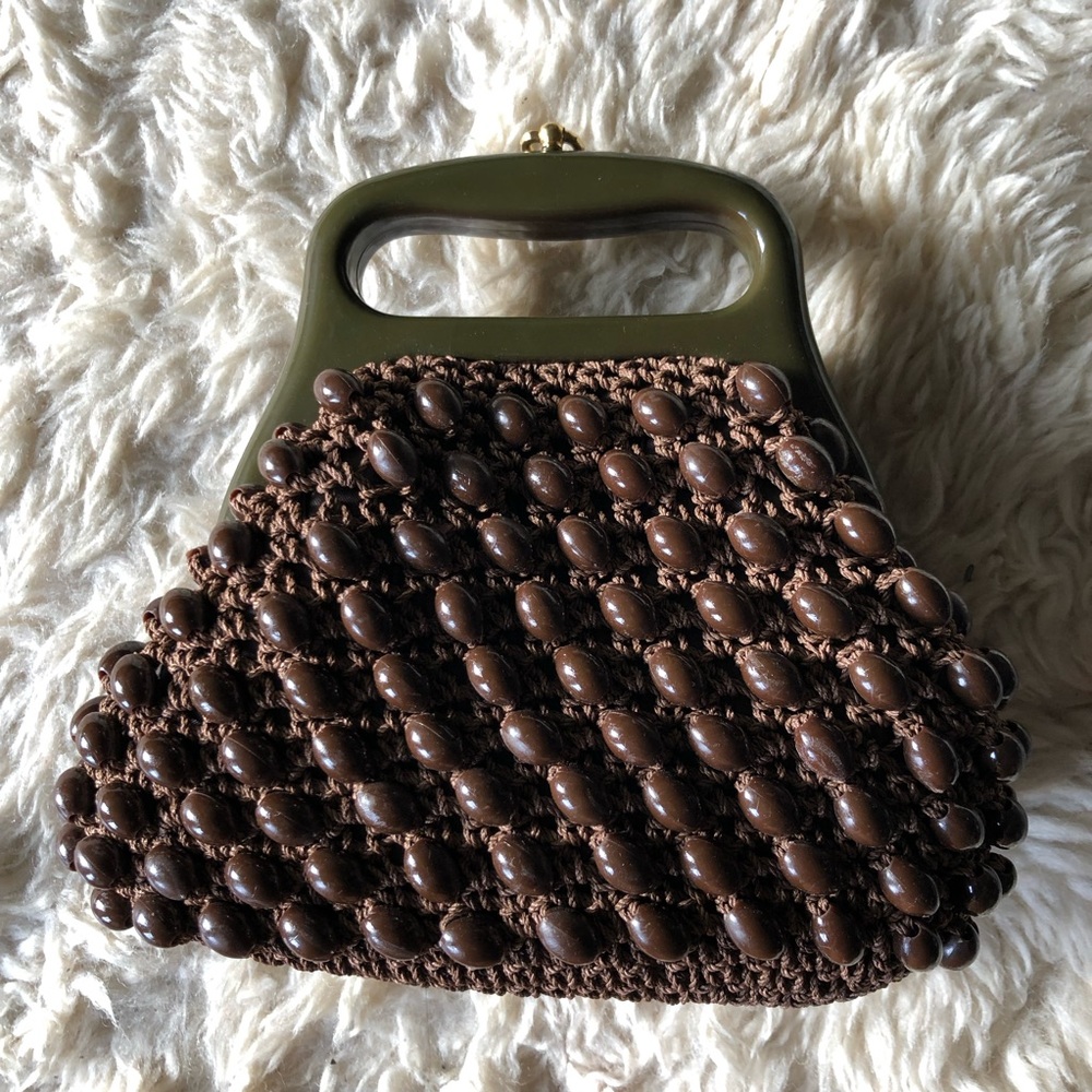 Brown Beaded Women's Handbag